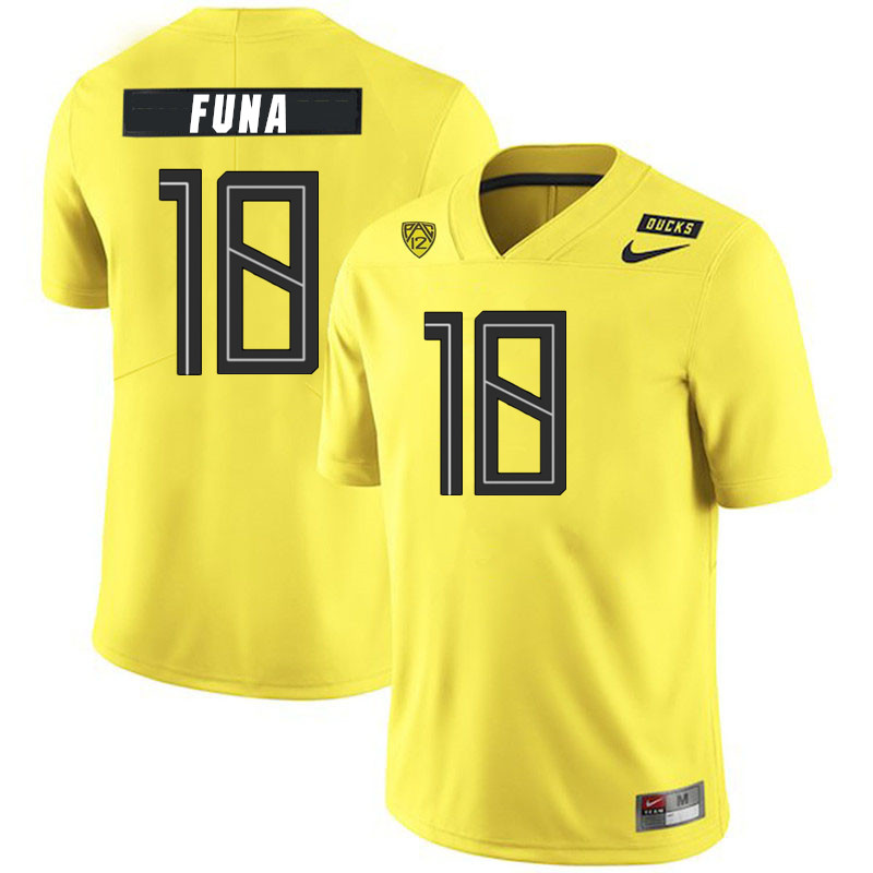 Men #18 Mase Funa Oregon Ducks College Football Jerseys Stitched Sale-Yellow - Click Image to Close